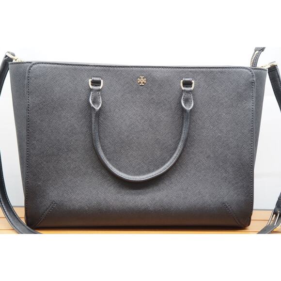 Tory Burch Black Saffiano Robinson Handbag Crossbody - Picture 2 of 13